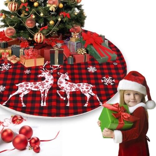 Black Letter Elk Xmas Trees Carpet Christmas Tree Skirt Plush Toys Decorative Tree Ornament New Year Home Decor 119cm