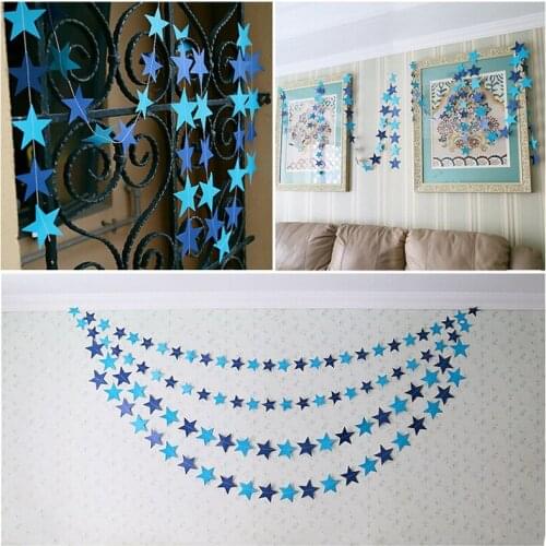 Colorful STAR Shaped Hanging Paper Garlands Flora String Wedding Party Home Decoratioon For Kids Happy Birthday