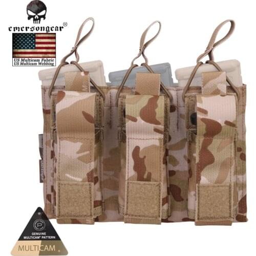Emersongear Genuine Multicam Fabric 5.56 Pistol Triple Open Top Magazine Tactical Pouch Military Army CS Combat Gear EM6363