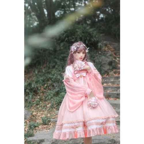 Preppy style student Hanfu retro sweet lolita elegant dress victorian printing kawaii girl loli cos gothic lolita kimono cos