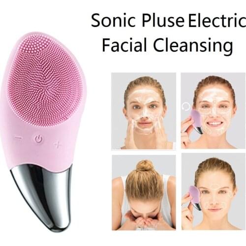 Electric Face Cleansing Brush USB Silicone Sonic Electric Cleanser Deep Washing Face Vibration Massager Facial Brush Instrument