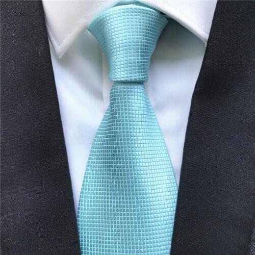 10 cm Width Unique Design Mens Ties Jacquard Woven Neck Tie Mint Green Neckties with Fashion Grids