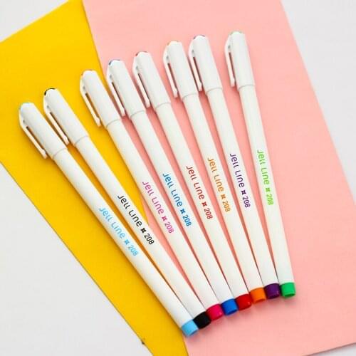 6 set/Lot jell line gel pen 0.4mm 8 color set liner drawing pens Stationery Office School supplies Canetas escolar EB982