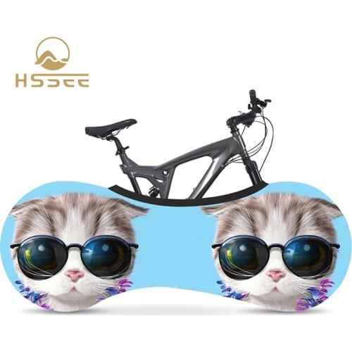 HSSEE 26"-28" bicycle Elastic dust cover quality elastic material road bike indoor dust cover cat dog series does not fade