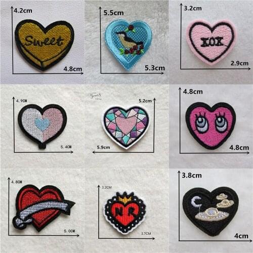 Exquisite heart Patch Iron on Sew On Applique Badge Embroidered Patches thermo-stickers for clothes DIY Clothing Accessories