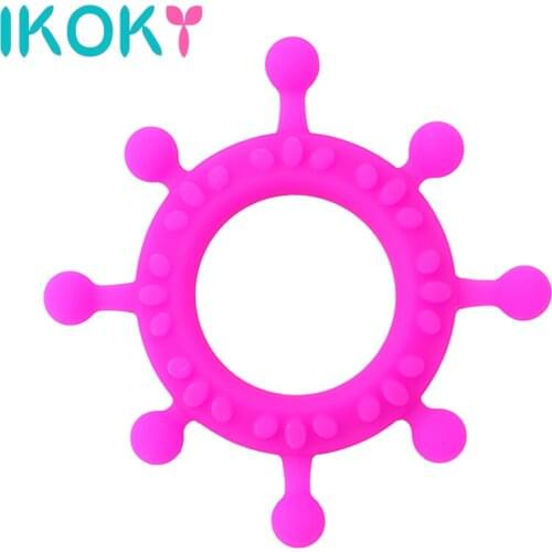 IKOKY Locking Cock Ring Delay Ejaculation Sex Toys for Men Gear Steering Wheel Shape Silicone Penis Ring Adult Products Sex Shop