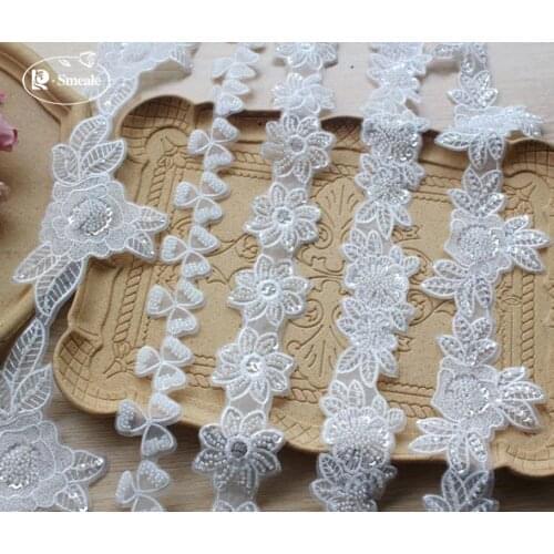 Beaded Sequins Sewing Flowers Lace Trim Bridal Wedding Veil Hair Accessories Hat Decoration Materials RS3057
