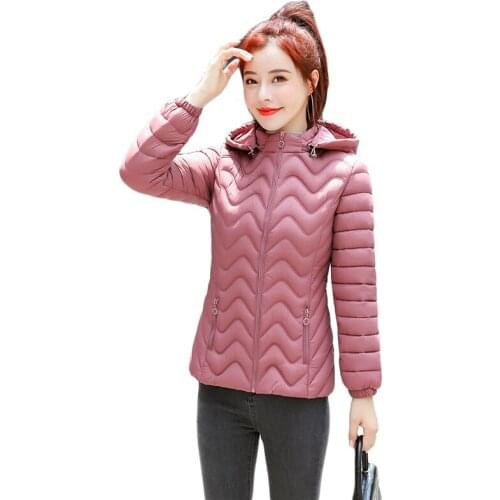 Jacket Women Short Light Thin Down Cotton Coats 2020 Autumn Winter New Korean Fashion Slim Plus Size Hooded Parka Feminina