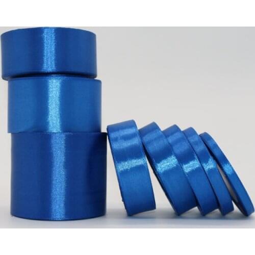 25 Yards\lot Blue Silk Satin Ribbon Scrapbooks Crafts Gift Packing Belt Organza Polyester Webbing Ribbons For Wedding Decoration