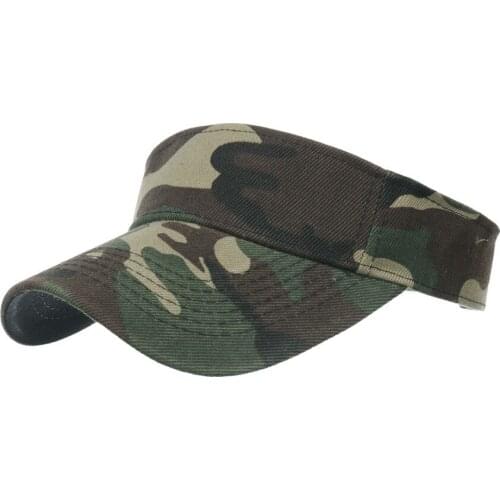 Mens Camouflage Sun Visor Caps Army Green Tactical Hunting Caps Summer Beach Sun Hat Unisex Climbing Camping Empty Top Cap