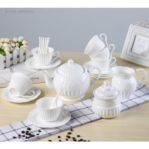 21pc set, white embossed porcelain vintage coffe set, palace court tea set, nespresso cup, english tea set, coffee gift service