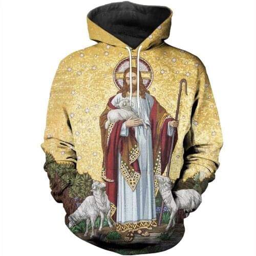 2021 3D Printed New Fashion Retro Christian Jesus Unisex Casual Harajuku Streetwear Funny Hoodies Mens Clothing