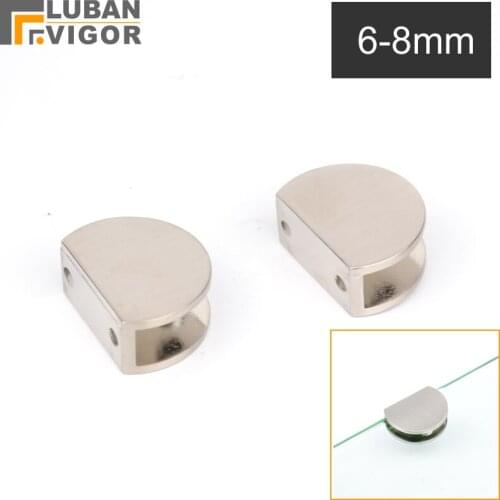 Semi-circular glass clip/clamp,Glass Rack/self,Zinc alloy,For 6-8mm glass,Brushed surface,No rust,Bathroom Hardware