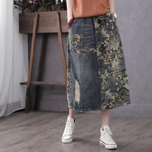 QPFJQD Denim Skirts For Women