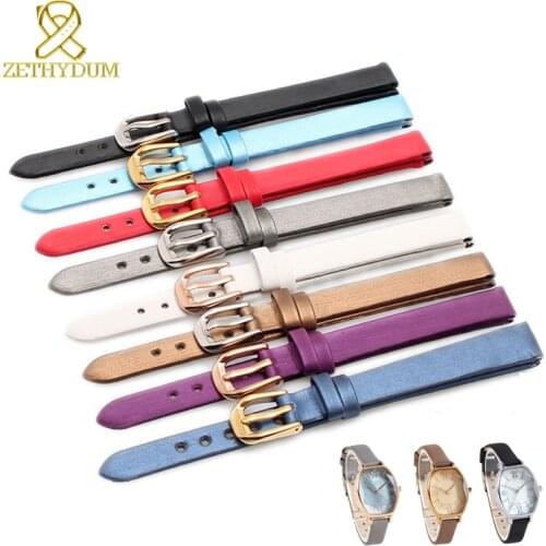 Genuine leather watch bracelet womens fashion watchband silky lustre wristwatches mini band 6mm 8mm 10mm 12mm small watch strap