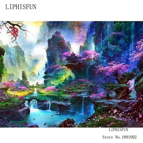 Needlework Diamond 5d Diy Diamond Painting Landscape Full Square Drill Completely Embroidery Rhinestones Hobbies And Crafts