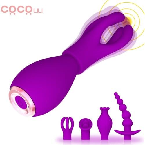 Silicone Vibrator 4 Pcs/Set Sex Toys for Couples Anal Plug Flirt Anal Beads Vibrator Nipple Clamps G-spot Stimulating Bullet