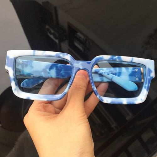 High-End Brand Fashion Square Printed Sunglasses Thick Frame Women Shades Luxury Designer Large Tinted Sun Glasses Men Driving
