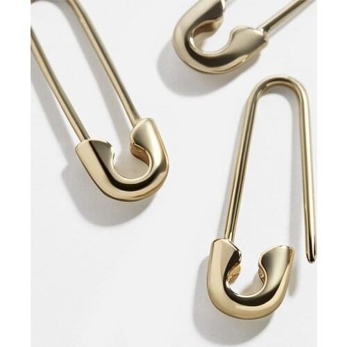 Rhinestone Fashion Gothic Gold Paperclip Earrings Women Accessories New Safety Pin Simple 4pcs/Set Female Hip-hop Paperclip
