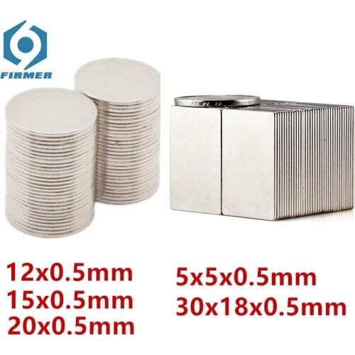 Thin magnet 0.5 mm magnet sheet 10x0.5 12x0.5 15x0.5 20x0.5 30x18x0.5 5x5x0.5 mm Axial Magnets 10mm 12mm 20mm tiny magnets