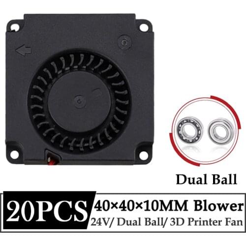 20Pcs/Lot Gdstime 40x10mm 3D Printer Fan DC 24V Dual Ball Brushless Turbo Blower Fan 4010 40mm Printer Accessories Radiator Fan
