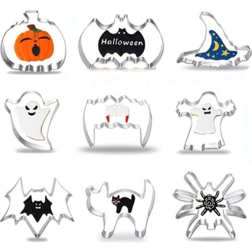 Halloween Collocation Magic Hat Cookie Cutter Stainless Steel Biscuit Knife Baking Fruit Kitchen Mold Embossing Printing