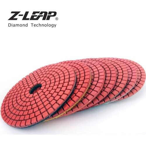 Z-LEAP 4" Red Bond Diamond Polishing Wheel 7pcs Stone Polishing Abrasive Pads Marble Grinding Disc Flexible Sanding Pads