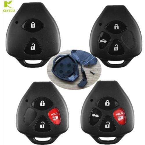 KEYECU Replacement Remote Key Case Shell Fob 2/3/4 Buttons for Toyota Camry Corolla Avalon Venza Yaris RAV4 Matrix Without Blade