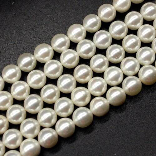 Shell Pearl Beads Round Fashion Beads for jewelry making 4 6 8 10mm Necklace Bracelet Accessoires