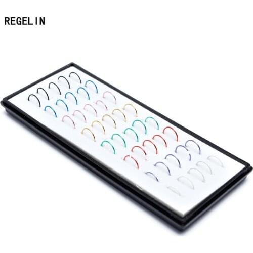 REGELIN Body Ring Fake Piercing Jewelry Women Nose Hoop Stainless Steel Nose Rings clip Body Jewelry 40pcs/box Approx 8x0.5mm