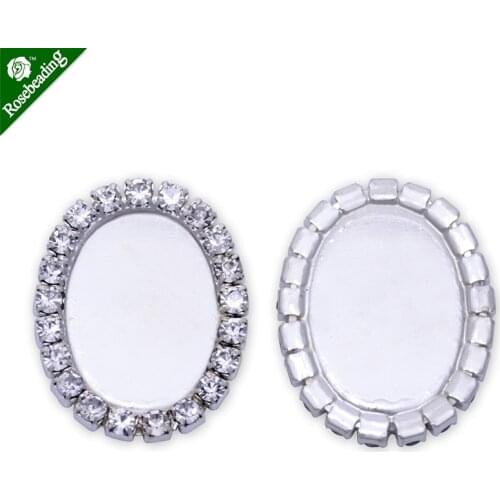 10pcs Oval claw chains Rhinestone button Base Tray Button Round Cabochon Setting Flatback,Hair accessory material base