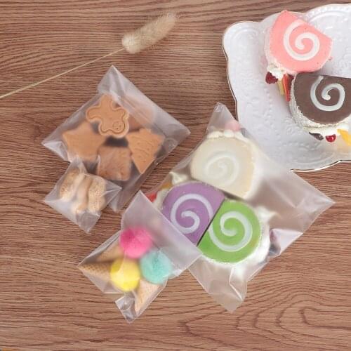 100PCS Plastic Transparent Matte Cookie Bags Self Adhesive Seal OPP Candy Package Biscuit Snack Decoration Tool Party Supplies