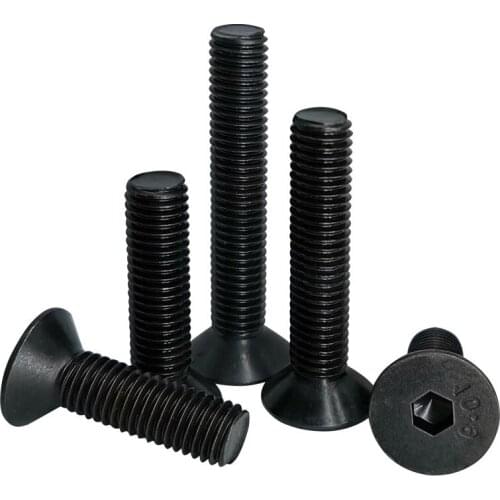 30Pcs 8#-32 10.9 Level Blackening Allen Countersunk Screws Hex Socket Hexagon Socket Flat Head Screws Mechanical Bolts Bolt