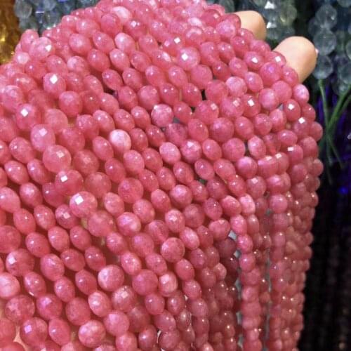 6mm Natural Stone Rhodochrosite Beads Oblate Faceted Loose Spacer Beads For Jewelry Making DIY Bracelets Accessories 15'' Strand