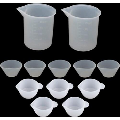 12Pcs Silicone Mixing Measuring Cups UV Resin Mold DIY Casting Jewelry Tool Kit