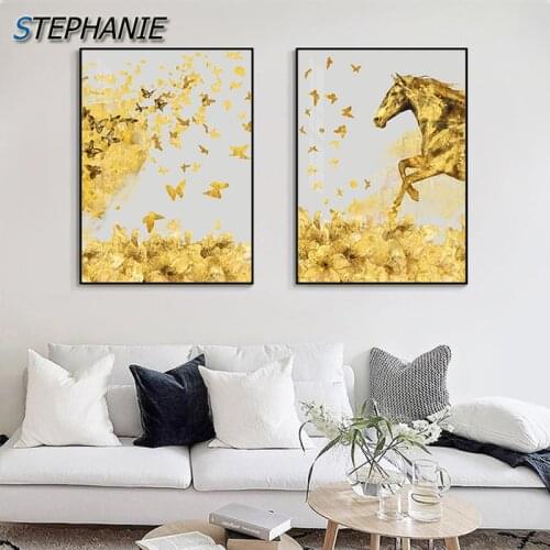 Abstract Flying Butterfly Canvas Art Cuadro Decorativo Abstract Wall Art for Living Room Modern Luxurious Wall Picture Tableaux