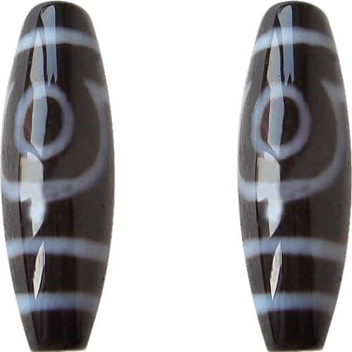 Amulet 2 eyes Grade AAA Agate Natural Tibetan Dzi Beads Oval 13x38mm Hole:Approx 2mm Free Shipping