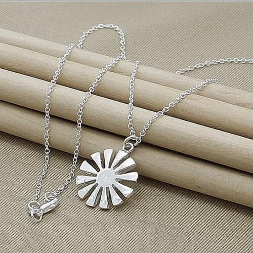 Free Shipping 925 Silver Necklaces Classic Fan Chain Necklace Pendant For Women Lady Jewelry Gifts