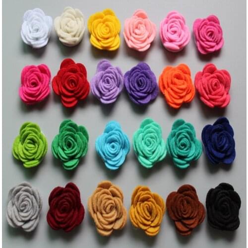 Free Shipping!2016 New 40pcs/lot 24colors Fashion handmade felt rose flower Diy for hair accessories headband ornaments