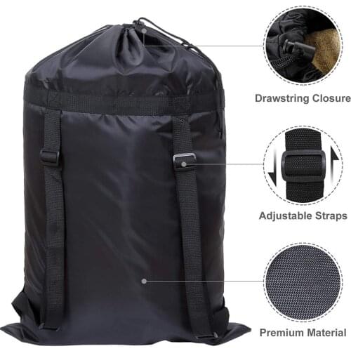 Large Laundry Bag Heavy Duty Polyester Washing Backpack with 2 Adjustable Shoulder Straps for School Camping HY99