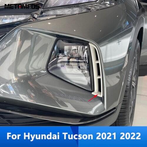 For Hyundai Tucson 2021 2022 2023 Chrome Front Fog Light Lamp Eyelid Eyebrow Foglight Strip Molding Trim Accessories Car Sticker