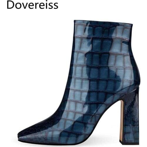Dovereiss Fashion Womens Shoes Winter new Zipper Sexy Elegant Square head sexy Concise Mature Zipper Short boots big size 43