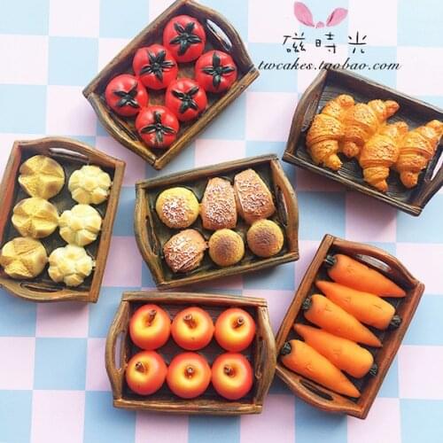 Exported to Europe imitation wooden tray series fruit Kesong bread refrigerator stickers