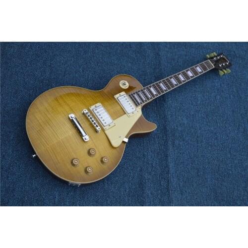 Free shipping electric guitar mahogany wood with flamed maple top chrome hardware matte color factory customization