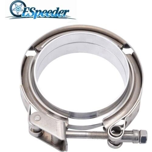 ESPEEDER 4.0" 304 Stainless Steel V-Band Clamp Flange Kit Male Female Flange Quick Release V Band Clamp For Turbo Exhaust Pipes