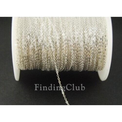 Factory 5M(16ft) 1.5mm Silver Color Brass Soldered Flat Cable Chain for diy jewelry making C10