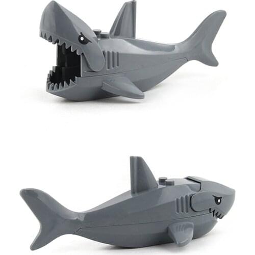 Locking Animal Toy Shark Model Singel Sale Toy For Children Compatible Model Action Figures Building Blocks Fish Simulation Toys