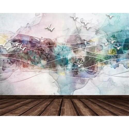 Beibehang Custom Wallpaper Abstract decorative painted ink landscape bird Photo Wallpaper Mural Bedroom TV Wall 3D Wallpaper