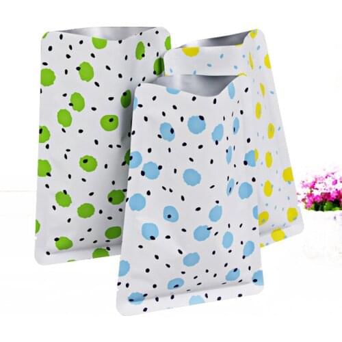 Smell Proof Heat Sealable Open Top Pure Aluminum Foil Flat Pouches Flower Tea Beans Packaging Bag With Colored Dots Design