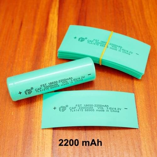 100pcs/lot Lithium battery insulation casing shrink film PVC plastic 18650 battery skin heat shrinkable tube 2200MAH